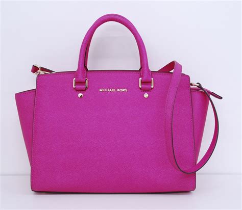 mk handbags pink and black|michael kors hot pink bag.